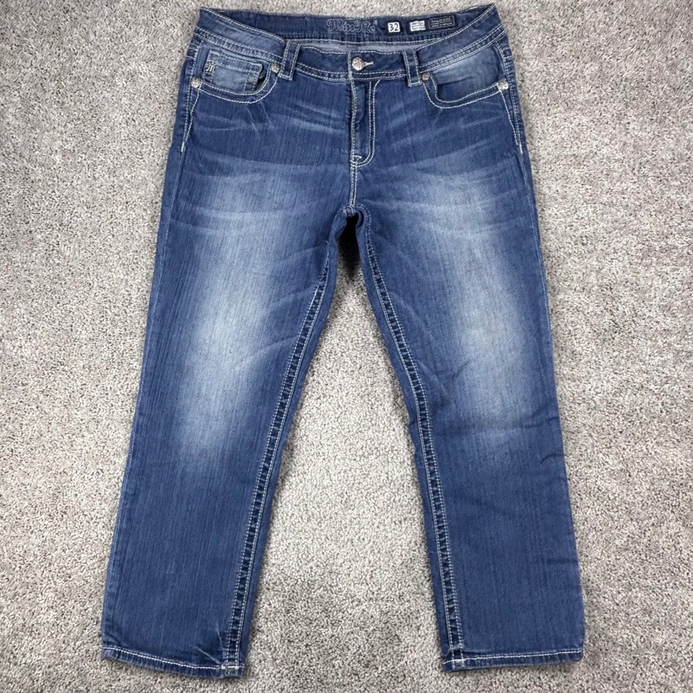 Miss Me Mid-Rise Easy Crop Embellished Jeans JE7864EC3 Medium Wash 32